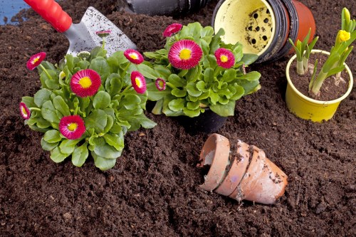 Gardener preparing tools before work